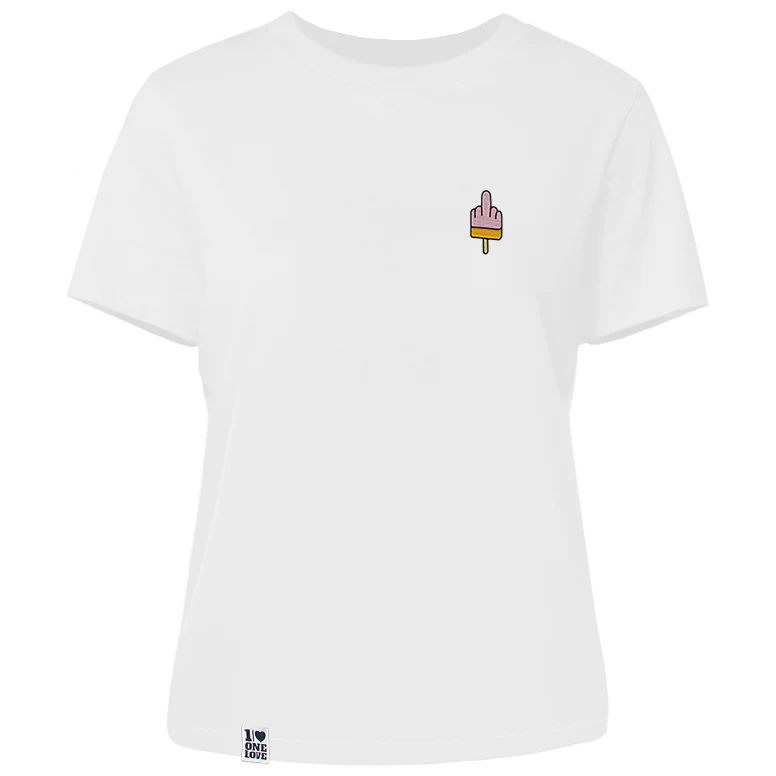Mittelfinger Eis - Damen Shirt | 100% Bio-Baumwolle | Edler Stick