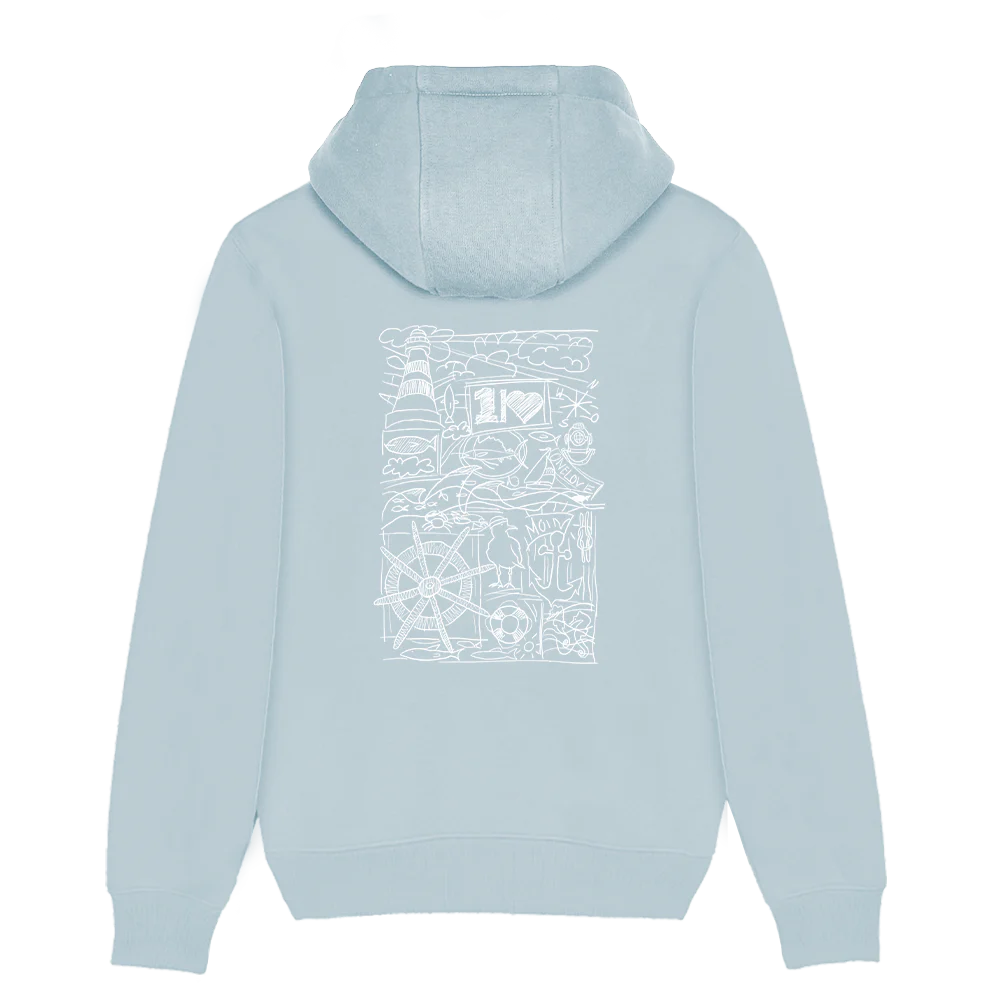 Ocean Collage – Unisex Hoodie | 100% Bio-Baumwolle | Backprint - Image 5