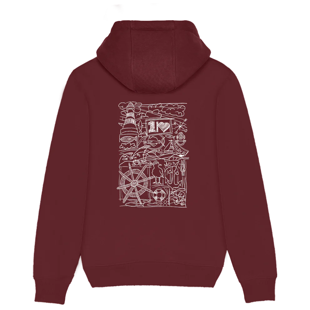 Ocean Collage – Unisex Hoodie | 100% Bio-Baumwolle | Backprint - Image 6