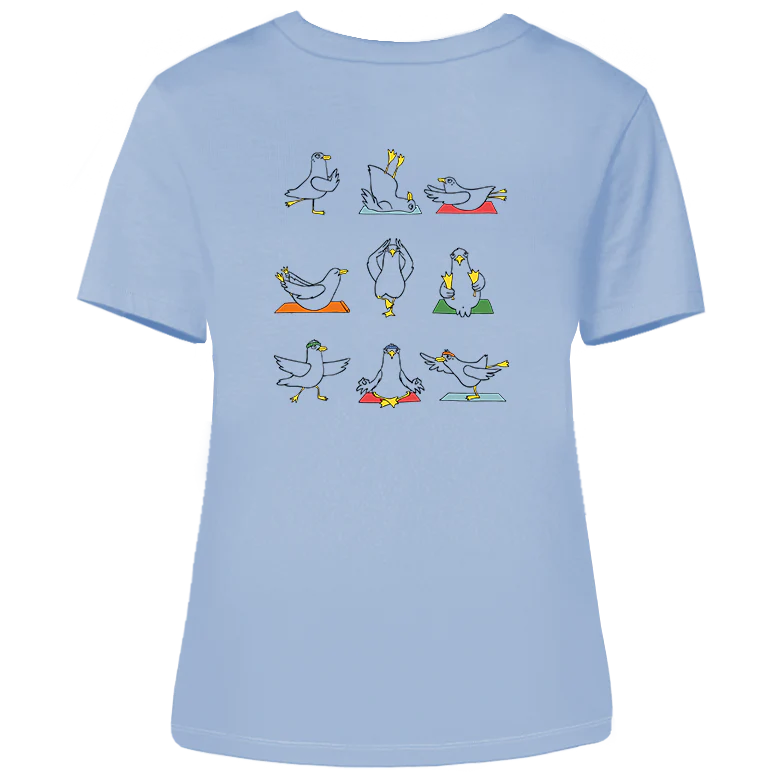 Yoga Möwen – Damen Shirt | V-Ausschnitt | Backprint