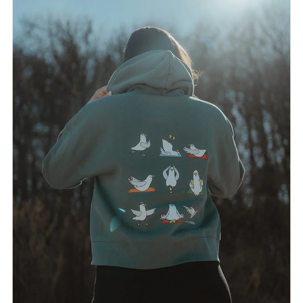 Yoga Möwen – Damen Hoodie | Bio-Baumwolle | Backprint - Image 4